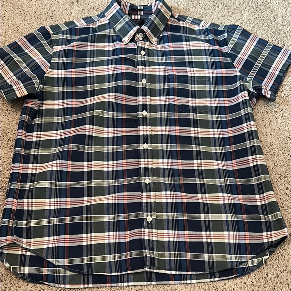 J. Crew Blue and Green Casual Button Down Shirt SLIM FIT Size XL